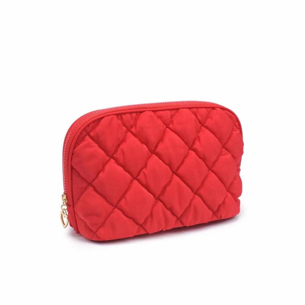 NEW URBAN EXPRESSIONS women's cloud kiss quilted puffer nylon cosmetic dome pouc